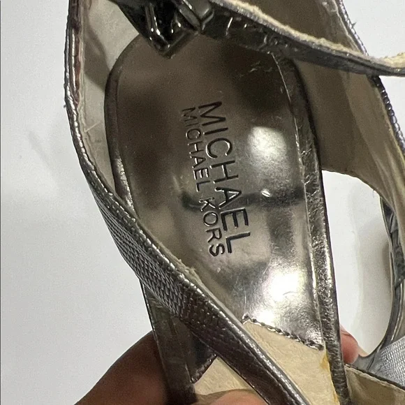 Michael Kors Metallic and Black Strappy Heels - Picture 2 of 13